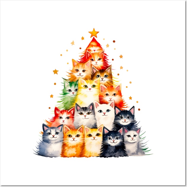 Cat Christmas Tree Wall Art by MZeeDesigns